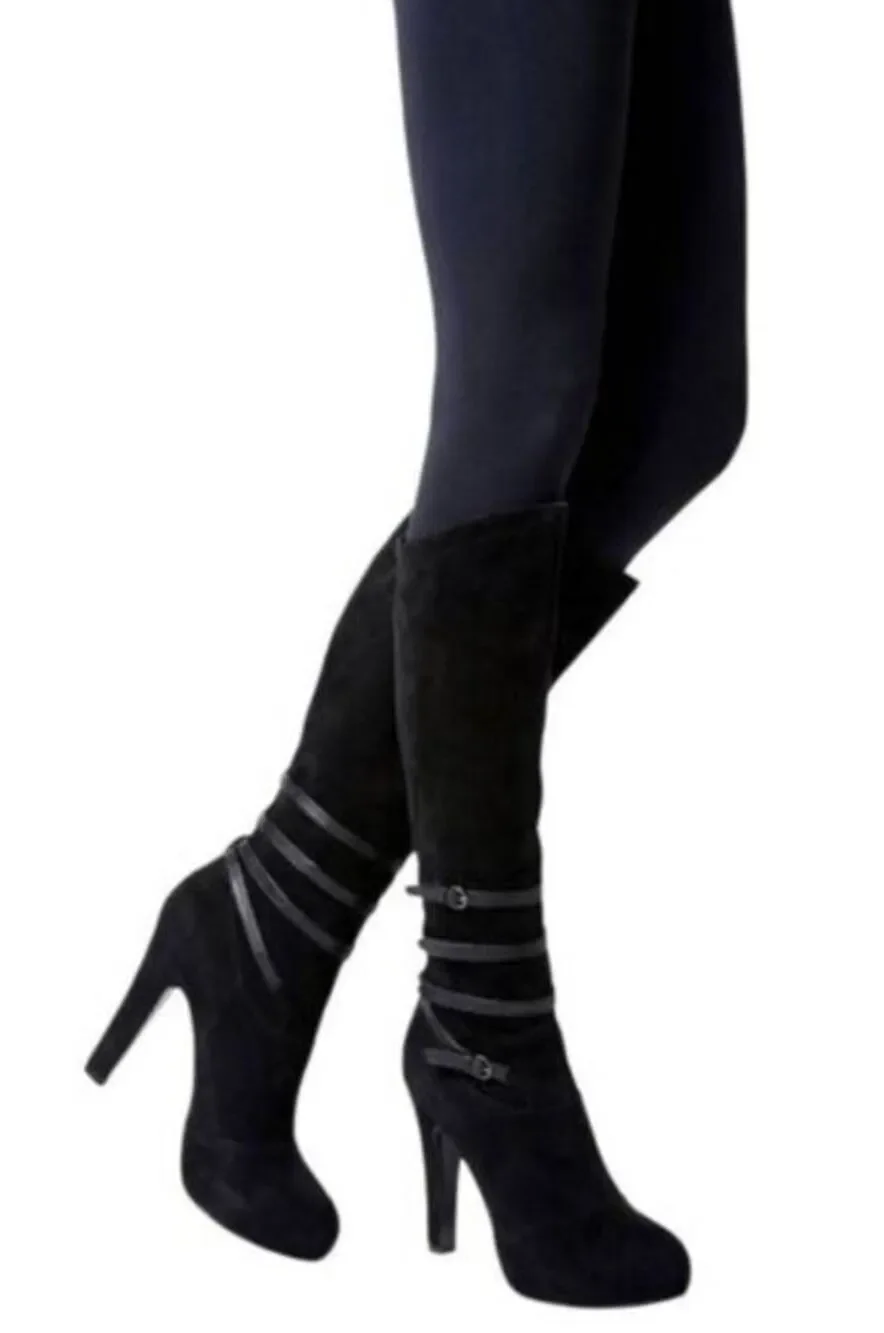 BRUNO MAGLI Black Suede Buckled Over The Knee Boot Size 40 (US Size 10)